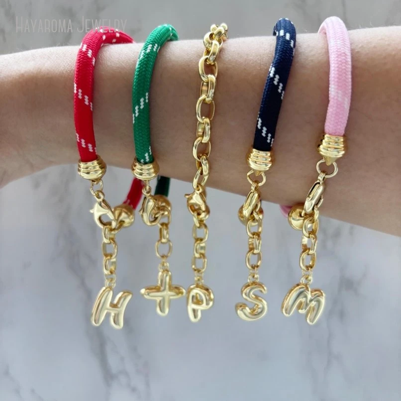 

10Pcs Initial Letter Name Charm Personalized Colored Rope Jewelry Gift Friendship Bracelet