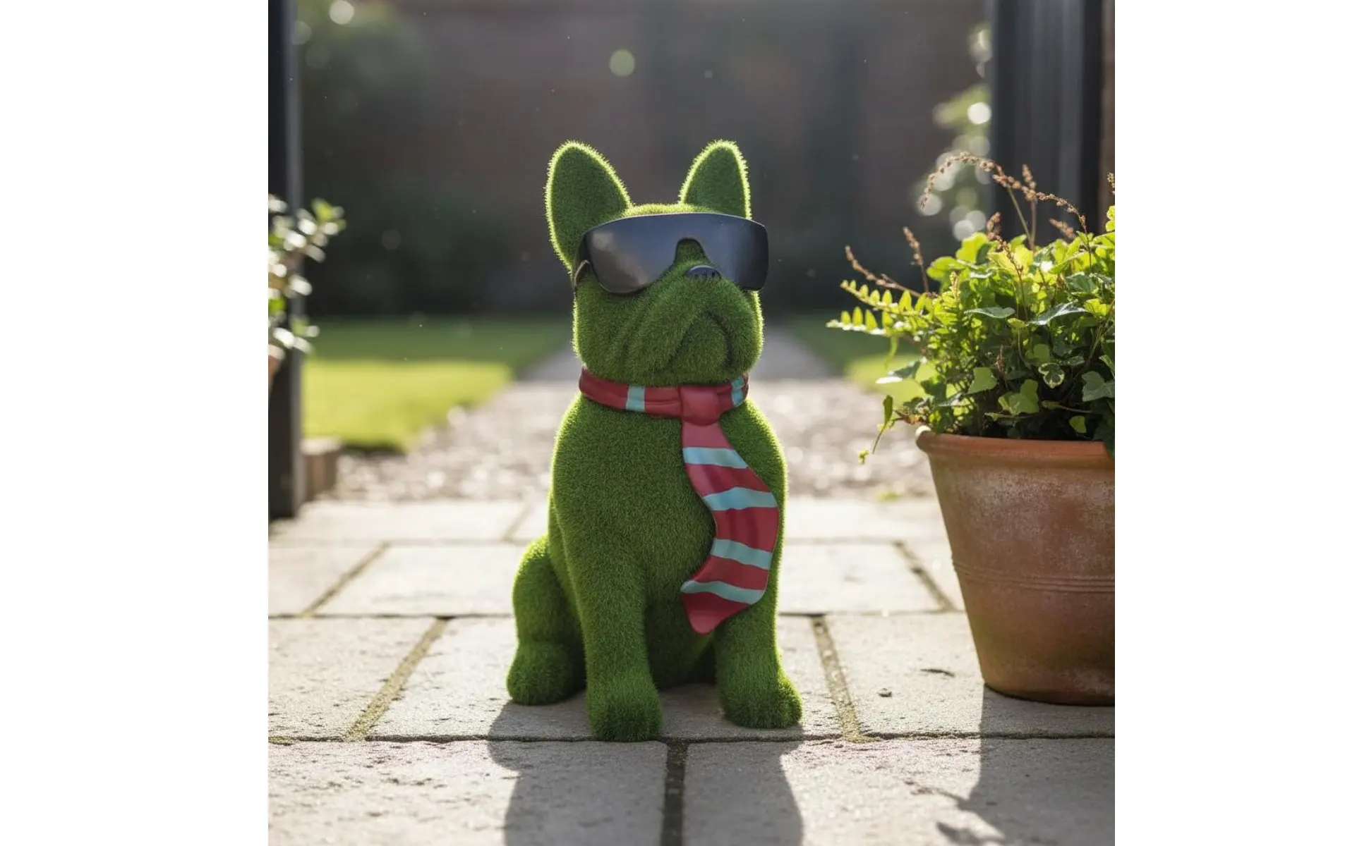 Flocked Dog Statue Whimsical Look Sunglasses Dog Figurine Bulldog Breed Statue Resin Statue Scarf Home Decor Lifelike Details https://ae-pic-a1.aliexpress-media.com/kf/Sbf4ad3beed714d4d8735e24108722857B.jpg