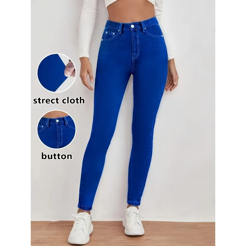 2026 new ladies' mid-waist three-dimensional stretch denim jeans are elegant, slim and slim, fashionable, tight and casual.