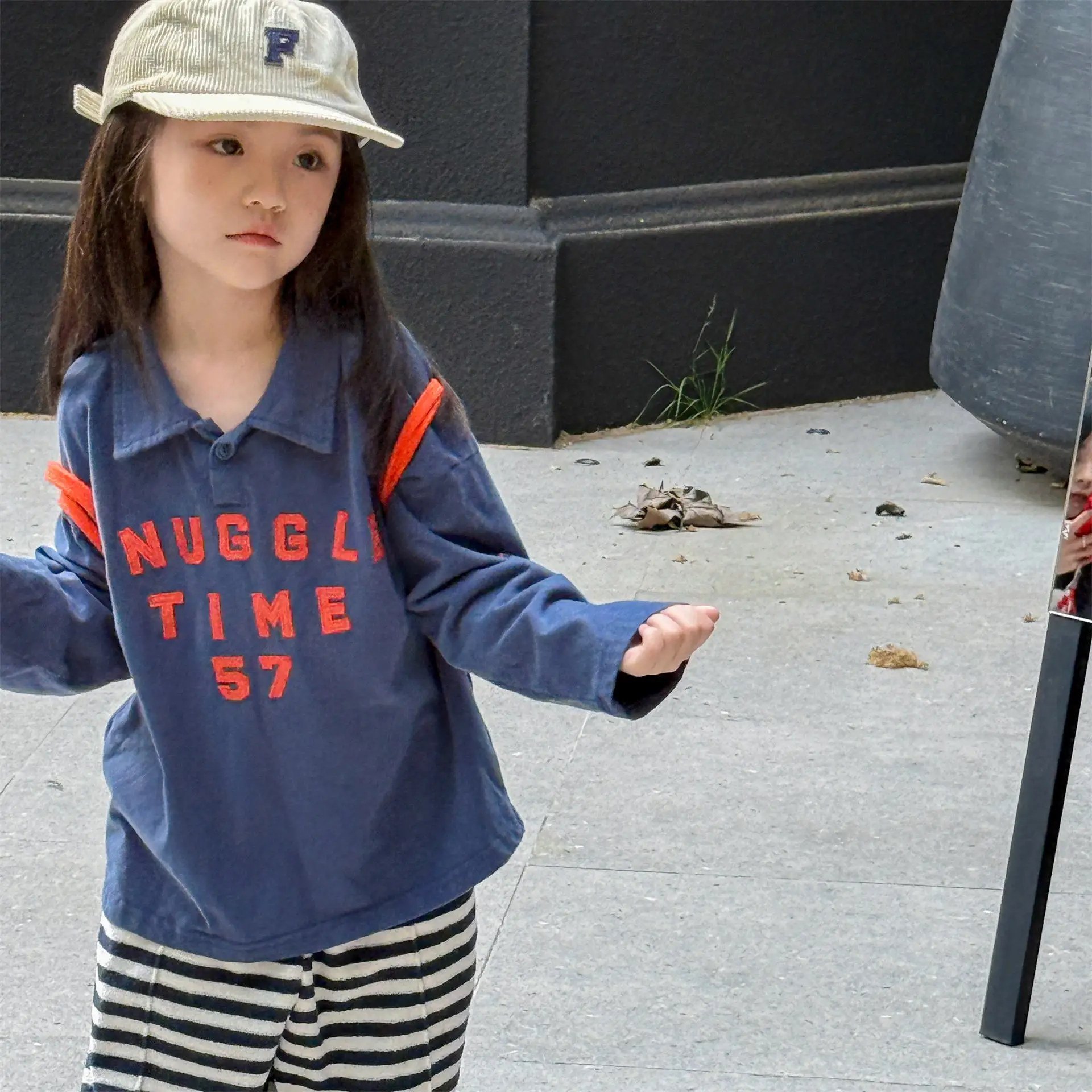 

2025 Autumn New Children Sweatshirt Girls Long Sleeve Lapel T Shirts Letter Print Boys Casual Polo Shirts Kids Cotton Clothes