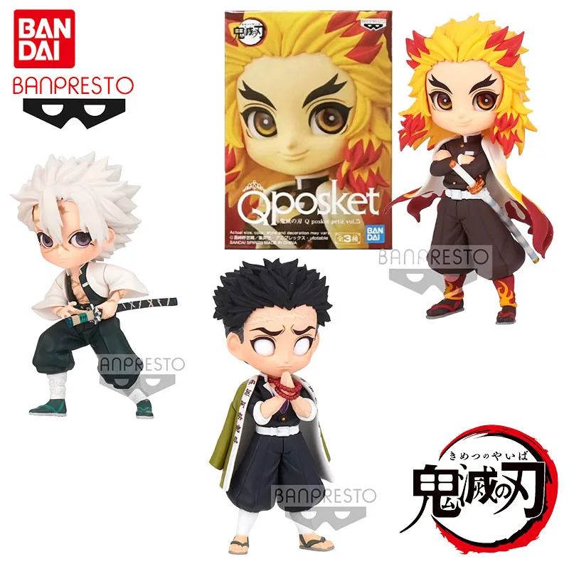 ฟิกเกอร์อนิเมะดาบพิฆาตอสูรของแท้จาก Bandai รุ่น Q Posket เร็นโกคุ เคียวจูโร่ ชินาซูกาวะ ซาเนมิ ฮิเมจิมะ จิเมย์ ของเล่นแอคชั่นสำหรับเป็นของขวัญ