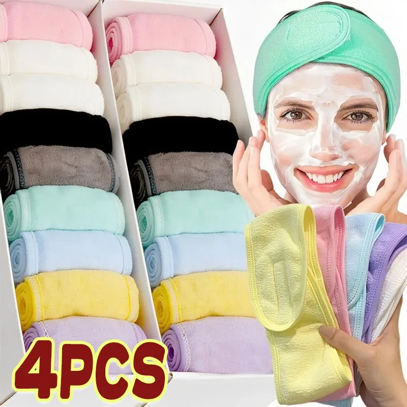 1-4pcs Facial Mask Holder Hair Band Elastic Headband Women Face Washing Sports Beauty Salon Soft Ant Fabric Breathable Headband