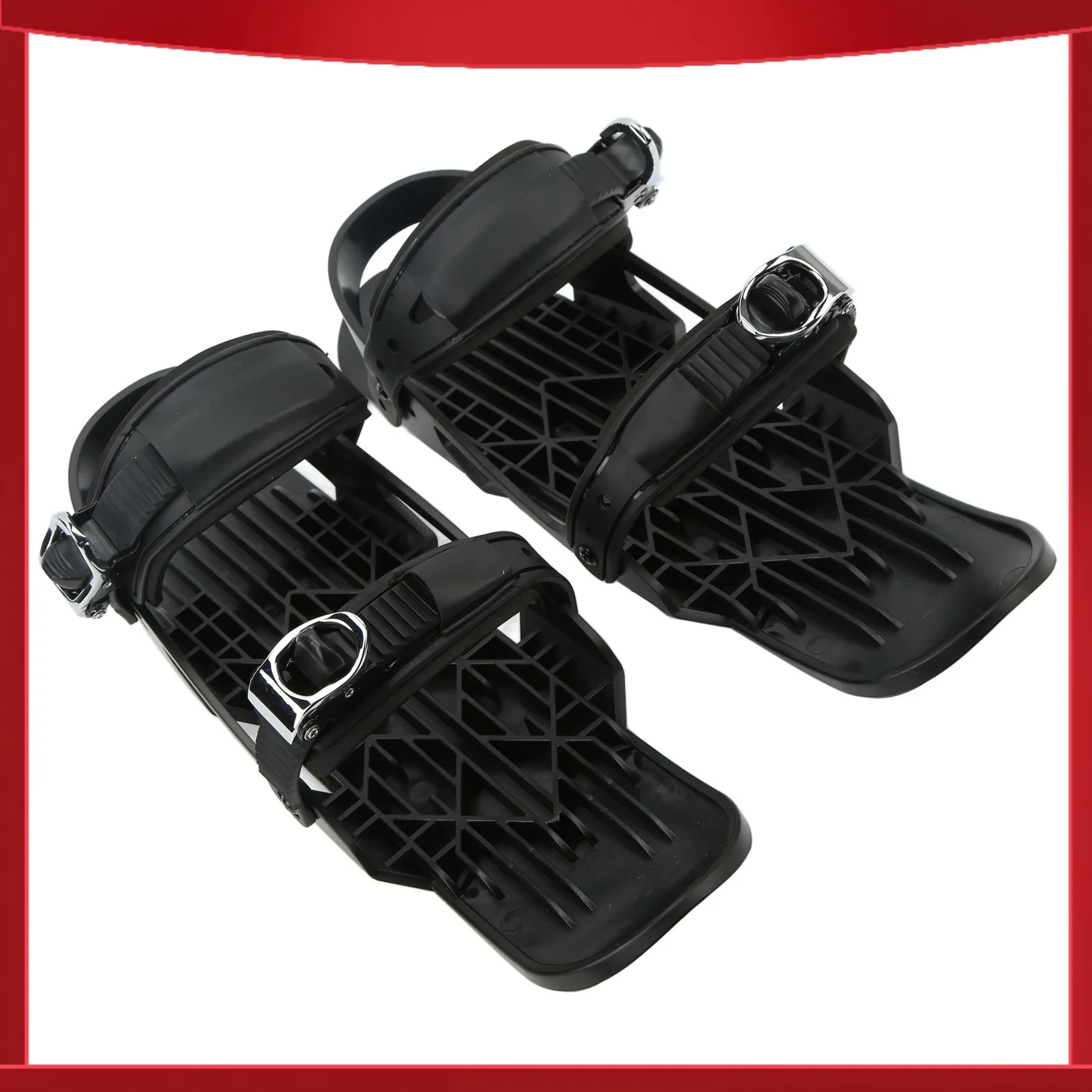 Mini Ski Shoes Black Free Size Adjustable Binding Outdoor Mini Snowboard Ski Boots for Forest Trails