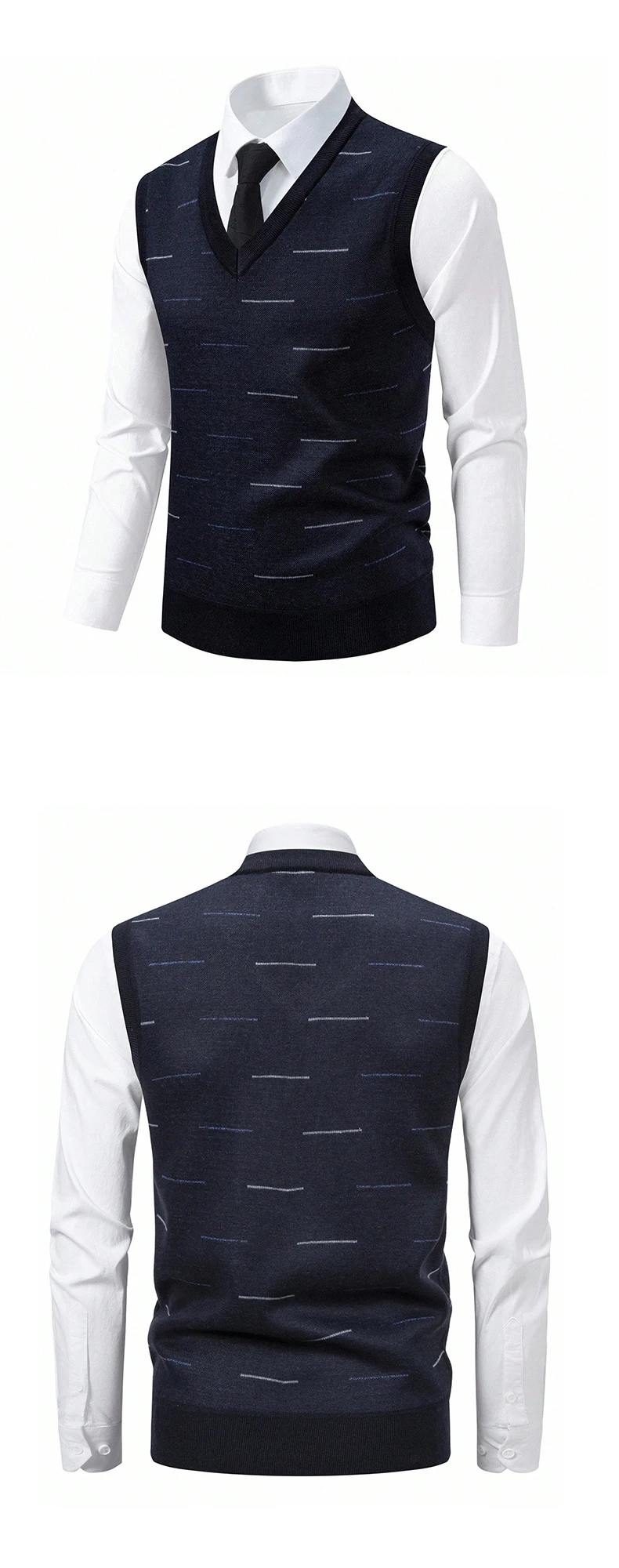 US Size Men's Sleeveless Vests V-Neck Pullover Stretch Knit Suit Vest Casual Business Pullover Vests