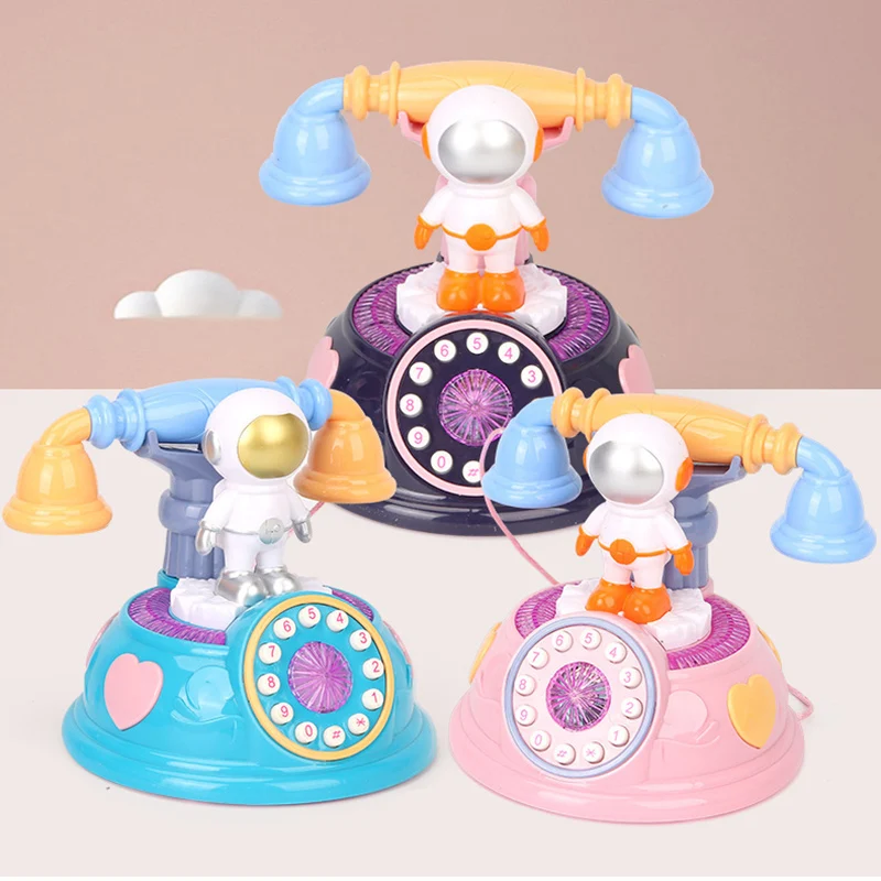 Children's Electric Cartoon Astronaut Fun Play House Toys Early Learning Puzzle Phone Story Machine Simulation Telephone Toys