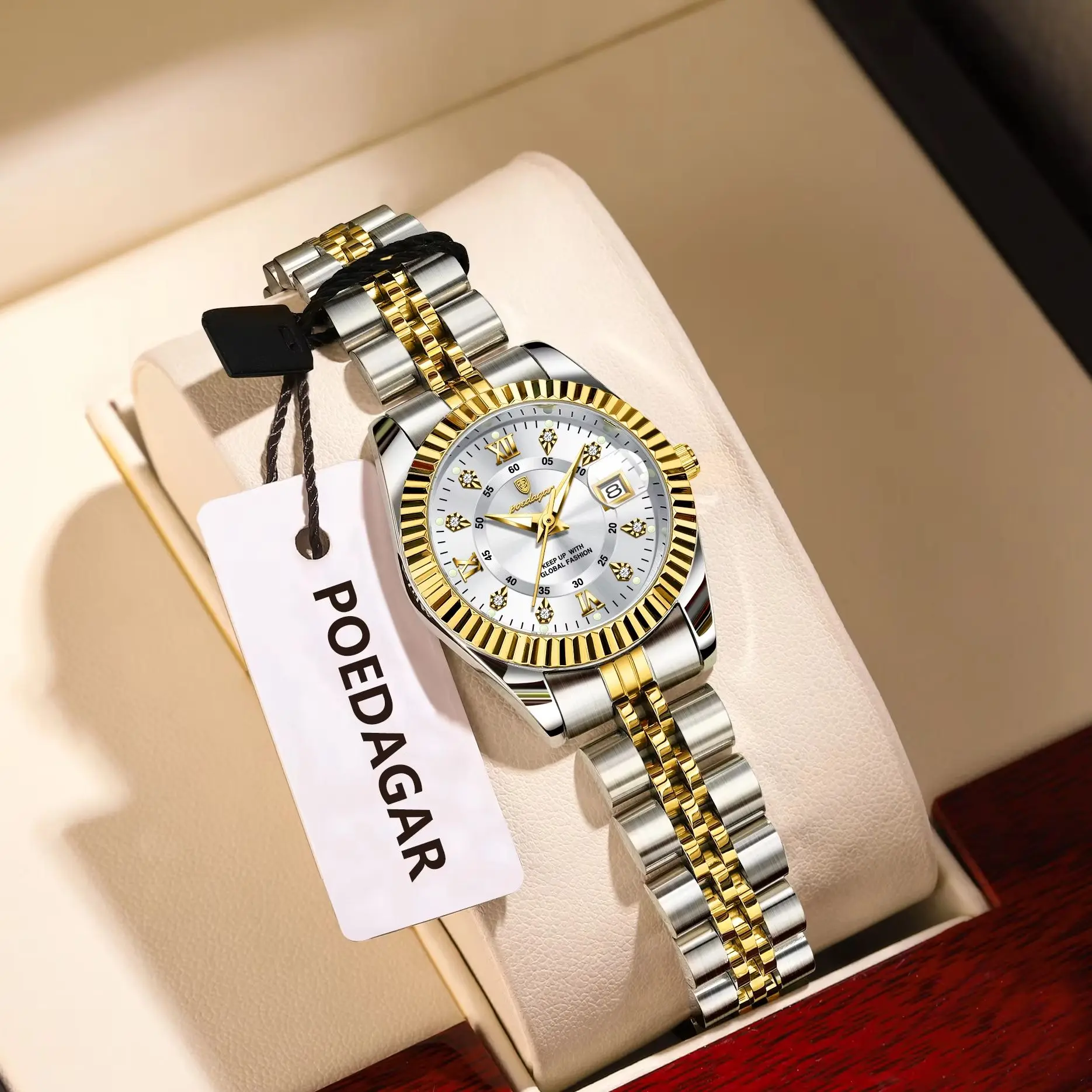 POEDAGAR Fashion Luxury Ladies Wristwatch Waterproof Luminous Date Watch For Women Stainless Steel Quartz Trendy Women's Watches