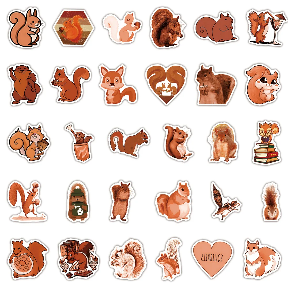 10/30/50PCS Cartoon Squirrel Small Animal Graffiti Waterproof Sticker Personalized Creative Decoration SkateboardGuitarWholesale