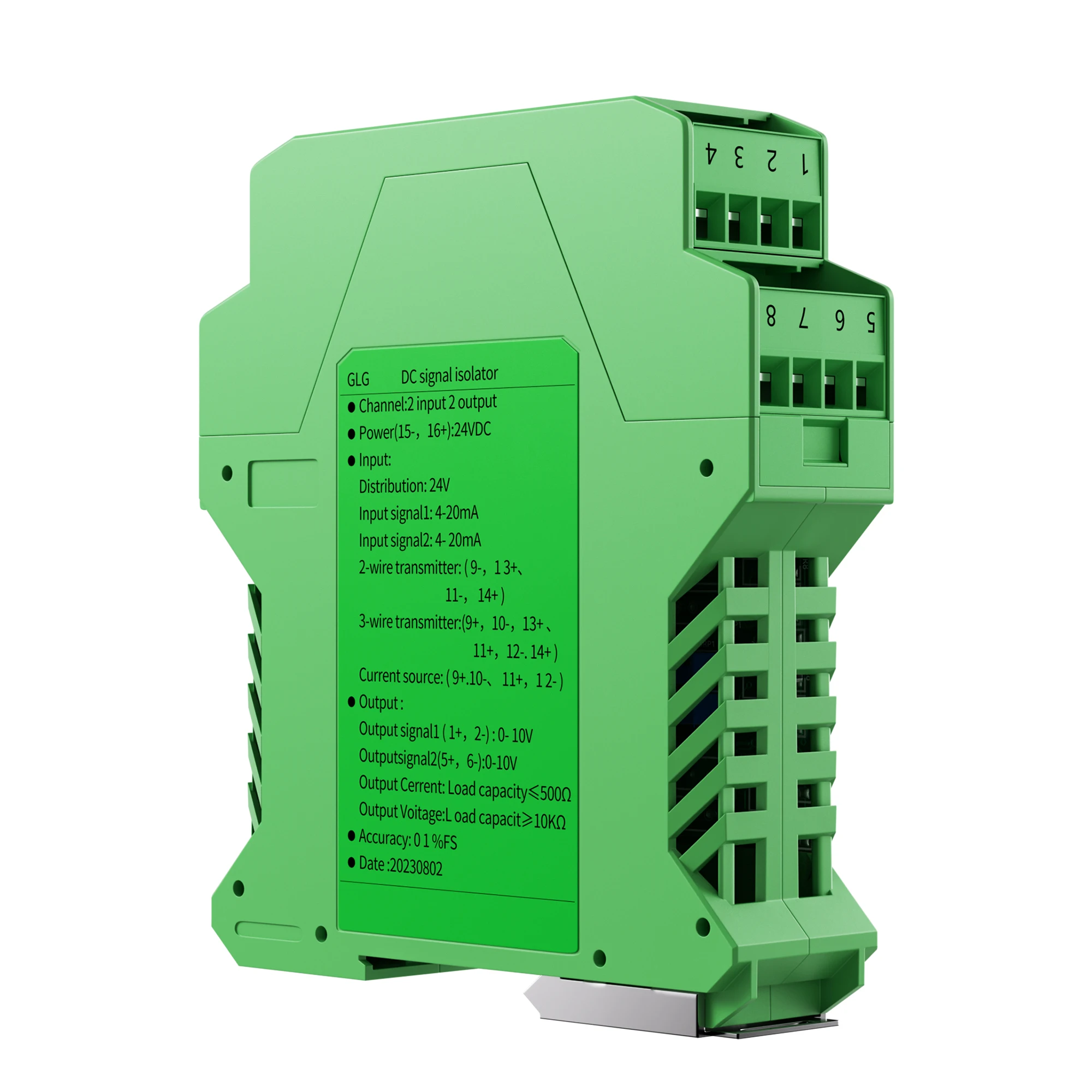 DC Signal Isolator 4-20mA 0-10V 0-5V 1-5V Analog Signal Converter 0-10V 20mA 1 In 1 Out 1 in 2 out 2 in 2 out