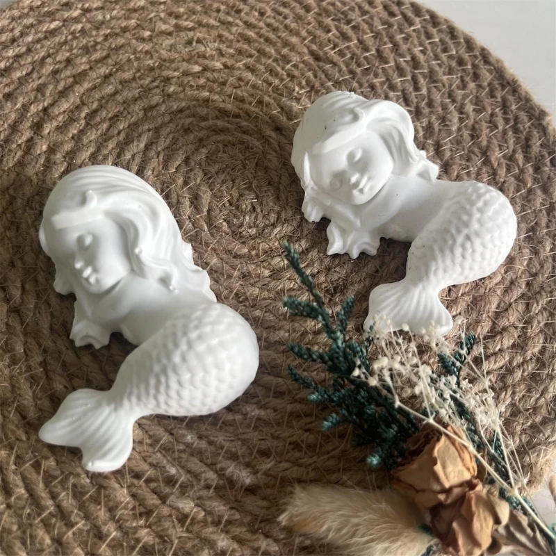 Lovely 3D Mermaids Sturdy Silicone Mold Home Accessory for Creating Gypsum Resin Figurine Decorations Daily Casual Use