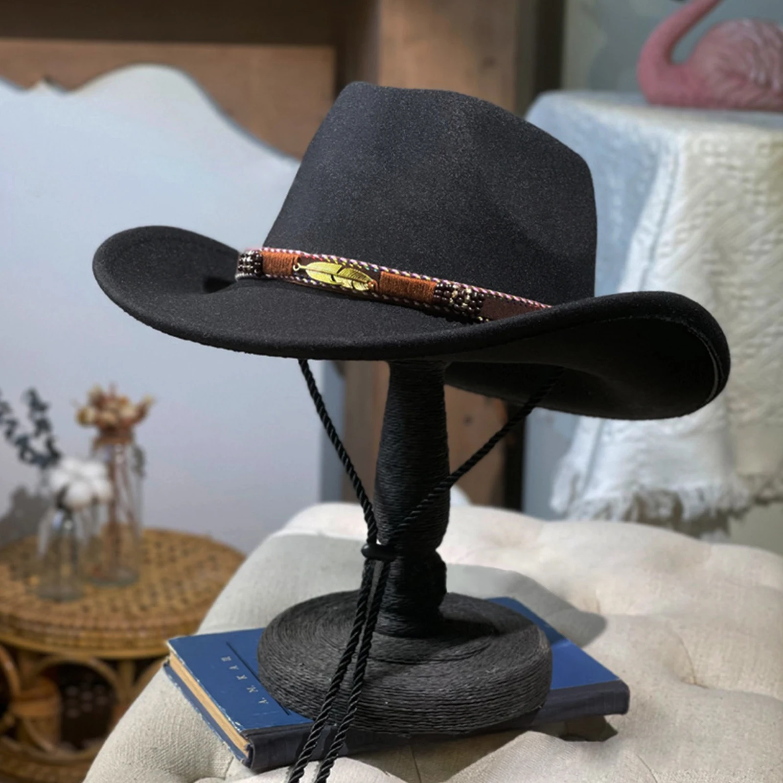 Chapéu de cowboy ocidental americano Chapéu de desempenho do turismo ao ar livre Big Brimmed Chapéu de lã tibetano para homem