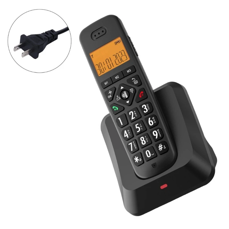 D1011 Digital Cordless Handheld Phone Large LCD for Business Offices Home Low Radiation Telephones