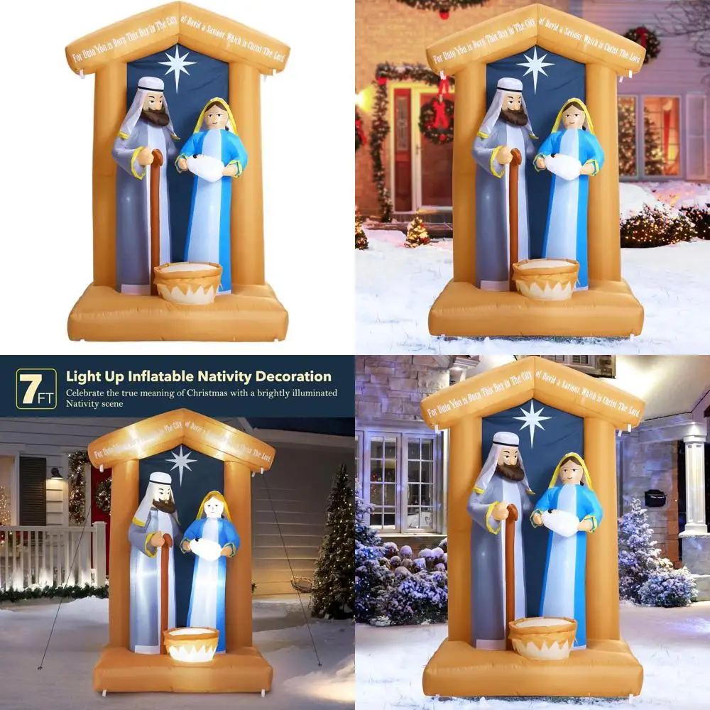 

7-Foot Nativity Outdoor Christmas Inflatables, Lawn and Garden Holiday Decorations