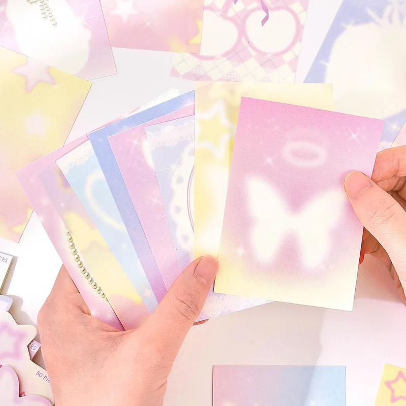 50 Pages Dream Girl Heart Cute Memo Pad Scrapbooking DIY Kawaii Stationery Non Sticky Notes School Diary Message Memo Paper