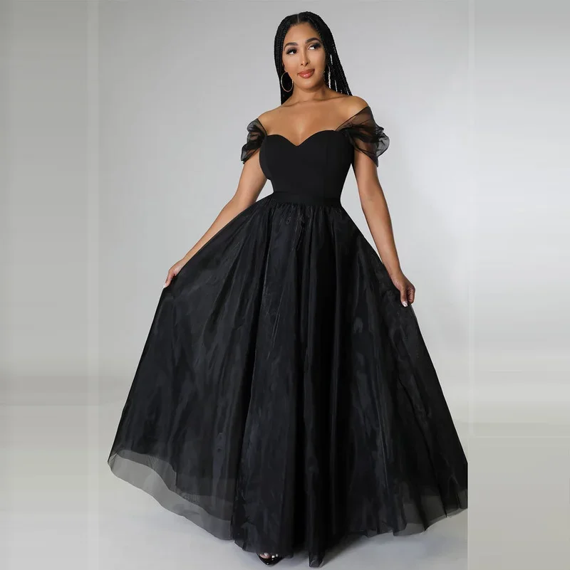 

KEXU High Waist Big Swing Ball Gown Floor Length Tunic Maxi Long Skirt 2024 Party Prom Women Elegant Mesh Skirts