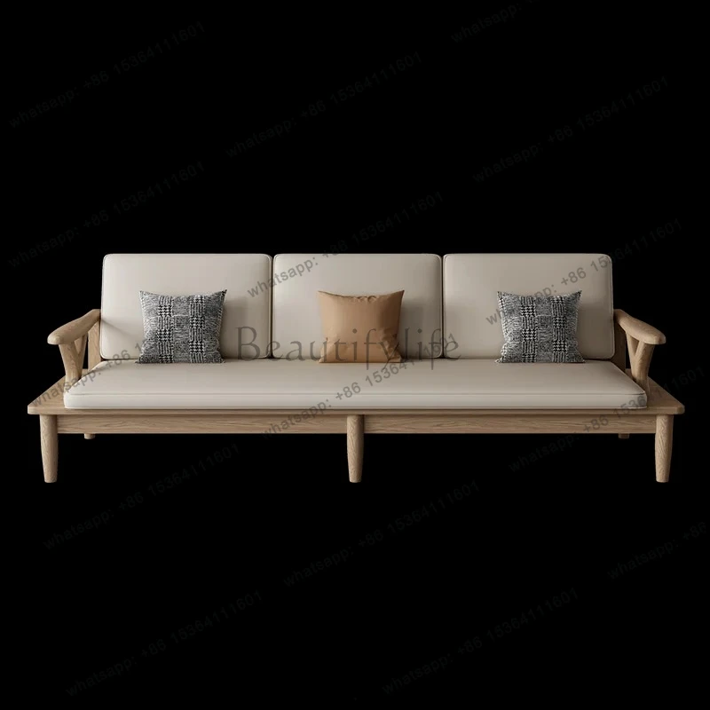 winter and summer dual-purpose ash wood all-solid wood sofa simple modern living room new Chinese style