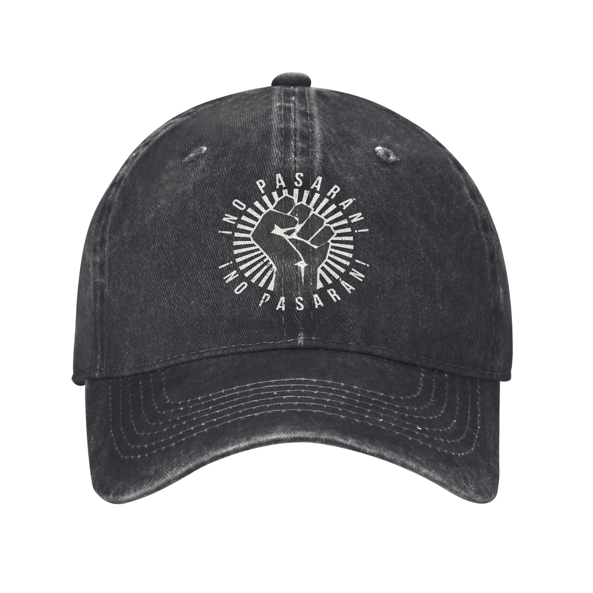 No Pasaran Anti-fascist Slogan Men Women Baseball Caps Spanish Not Pass Distressed Denim Washed Hat Outdoor Adjustable Sun Cap