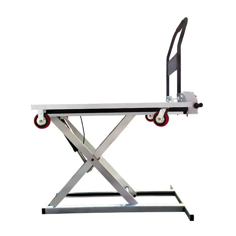 Portable Onboard Electric Hydraulic Scissor Lift Cart Automatic Lifting Mobile Flat Platform Transport Trolley