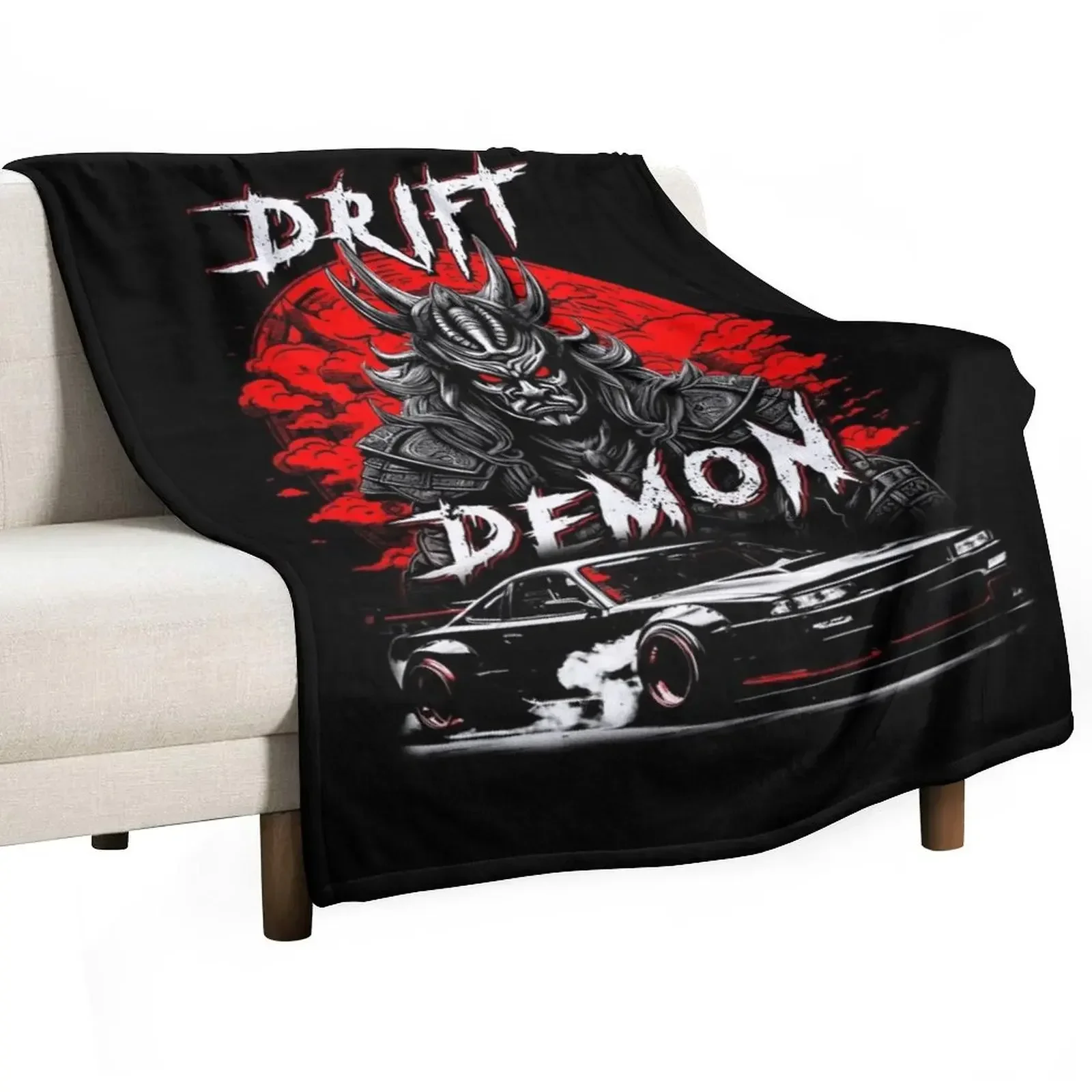 

Drift Demon Samurai JDM Car Drifting Phonk Music Trash Gang Japan Style Throw Blanket Loose Flannel Fabric Blankets