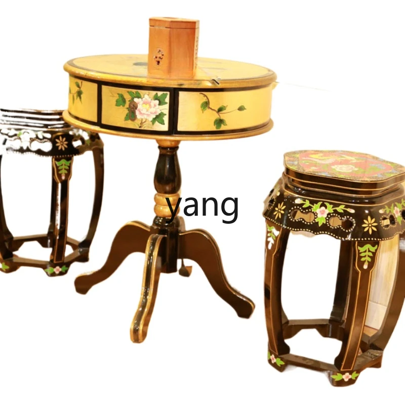 XYY classical furniture hand-pasted gold foil hand-painted casual table and chairs coffee stool casual table