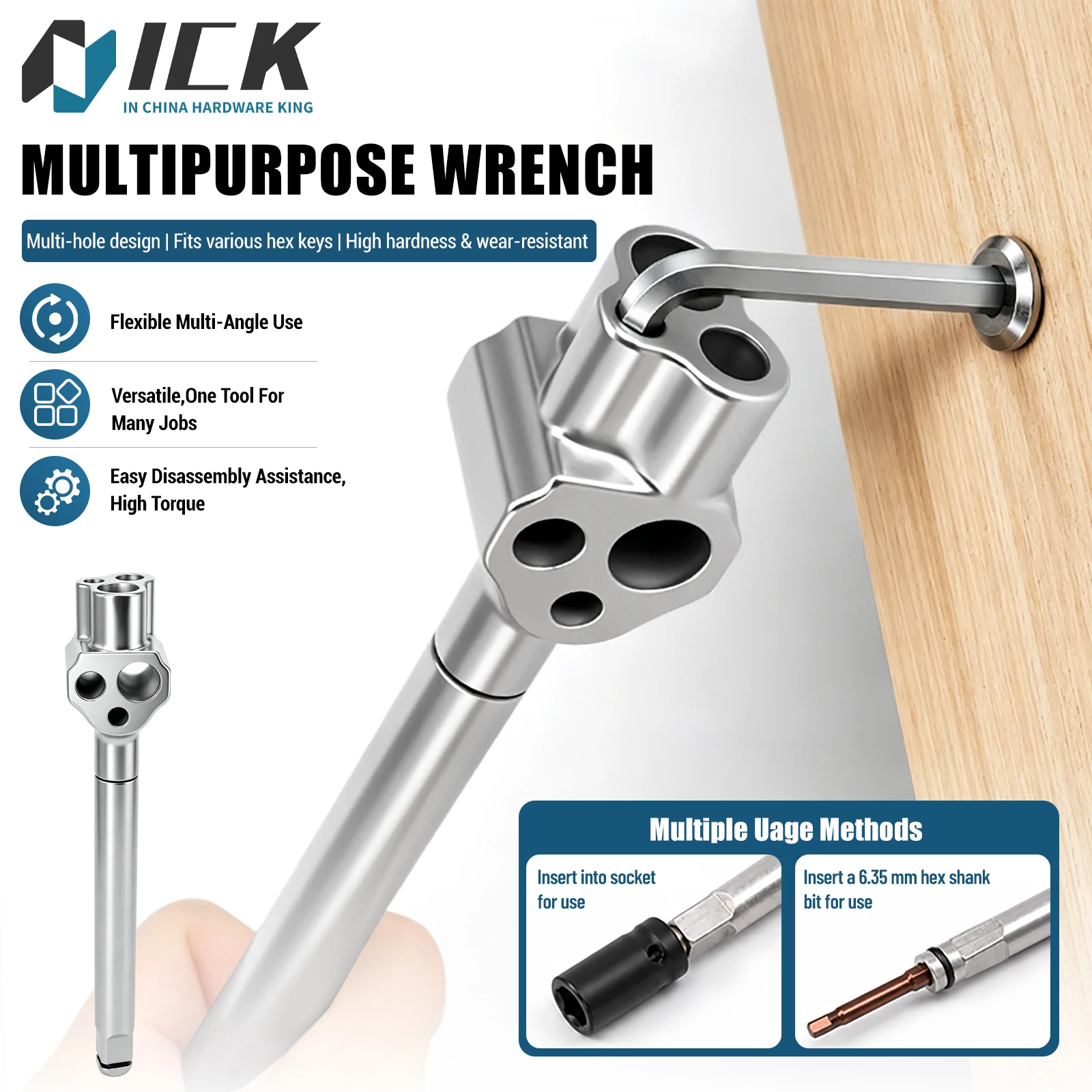 Multipurpose Wrench Extender for Hex Keys Hex Bits Square Sockets Torque Amplifier for Home Improvement Furniture Installation