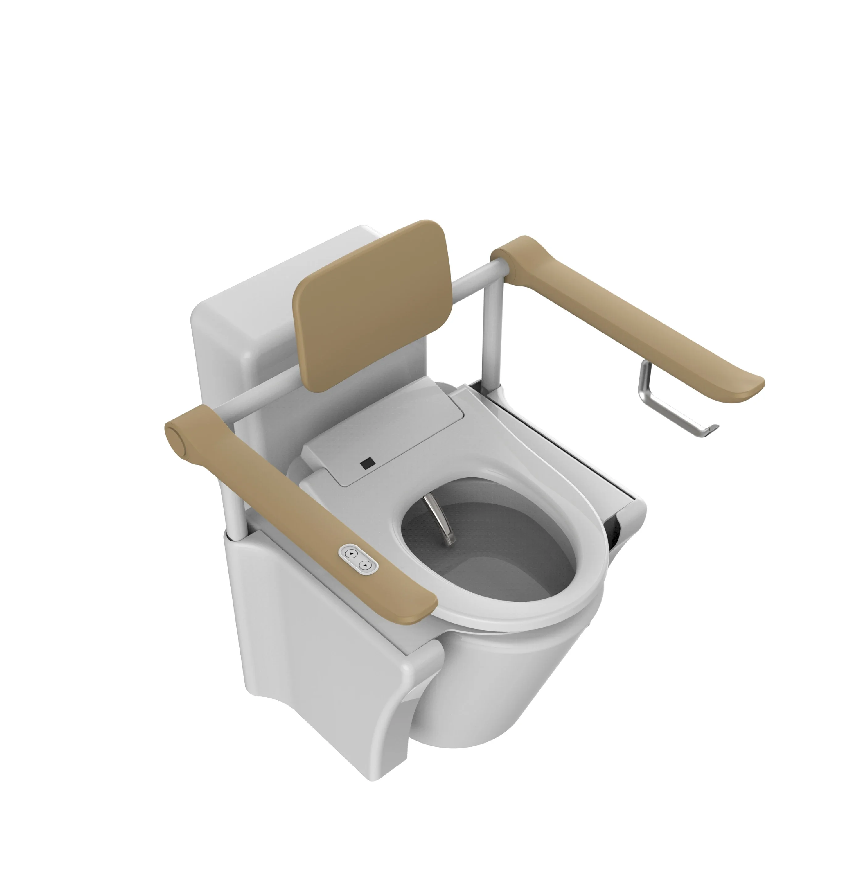 Electric Toilet For Handicap And Elderly People For Bathroom With Foldable Armrest