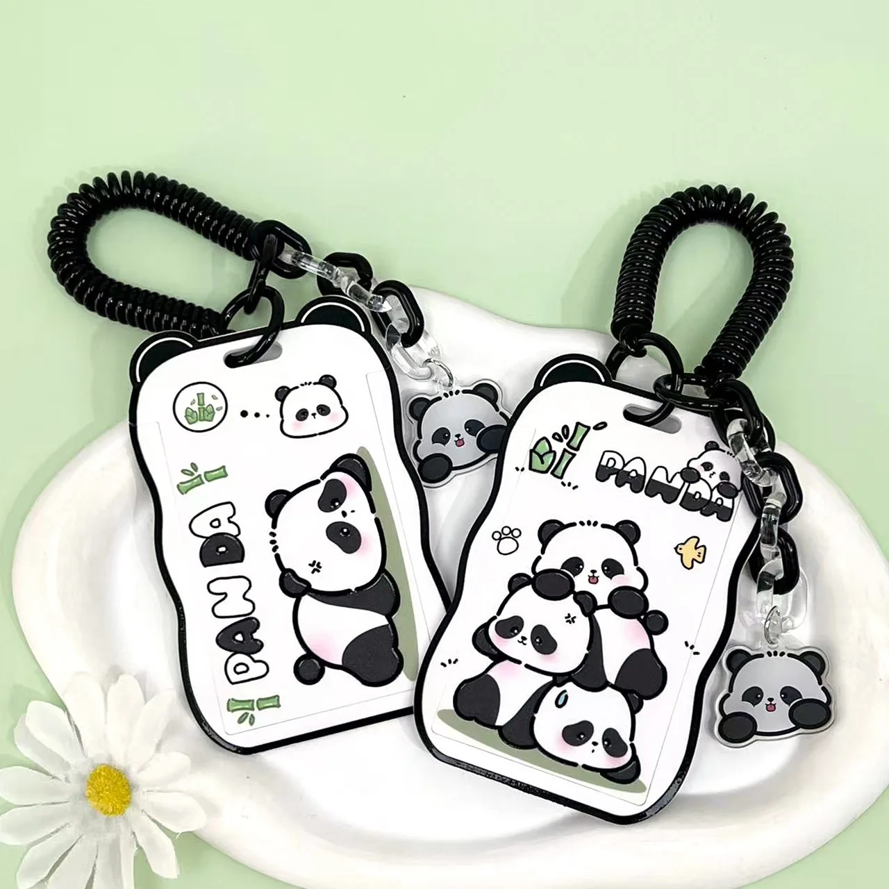 Cartoon Panda Card Cover ABS Plastic Card holder Work ID/Student ID Card Protective Cover Suitable for Students or Office Worker