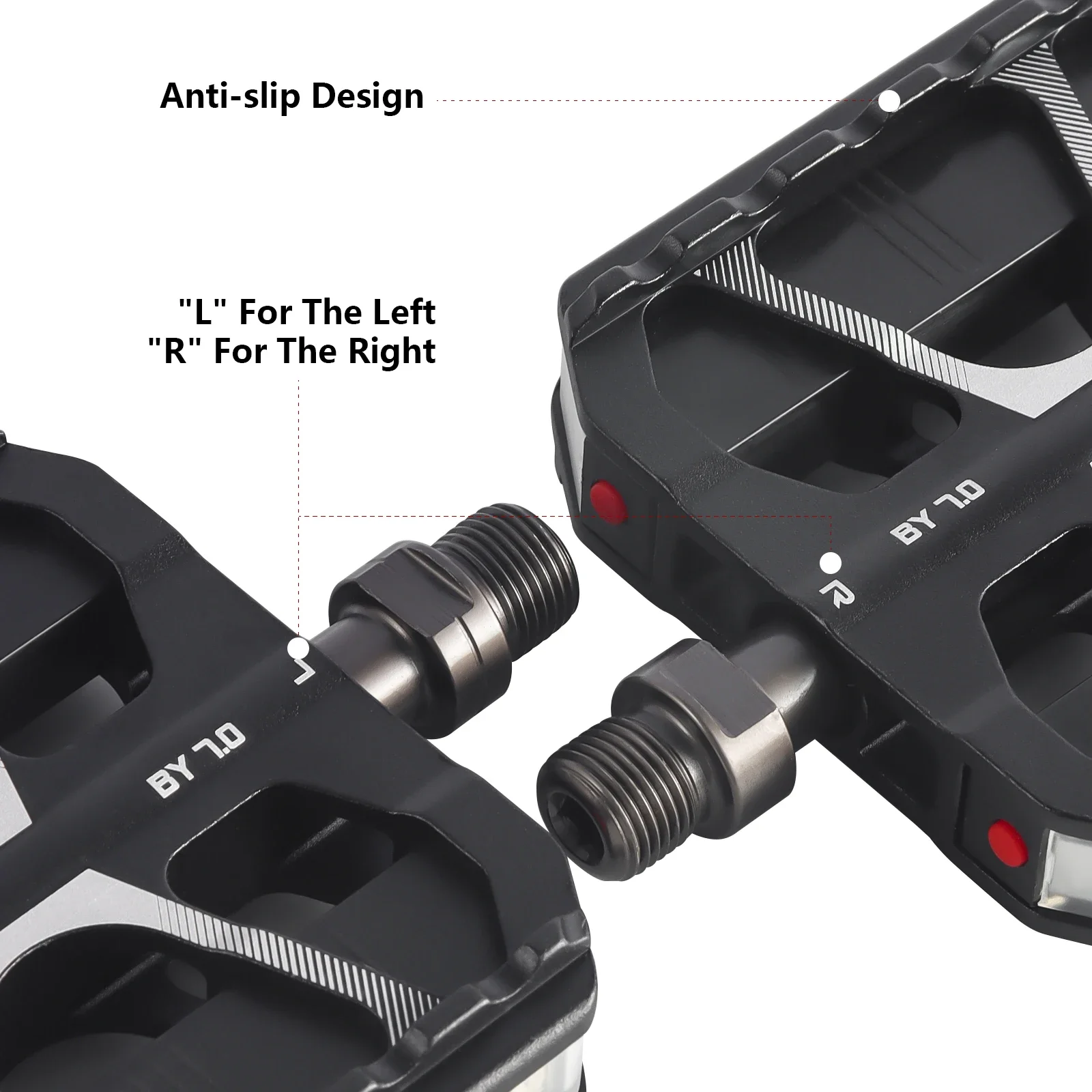 دواسات دراجة LED قابلة للتعديل من BOLANY 7.0: Al Alloy، مجوفة مضادة للانزلاق، محاملين، لركوب الدراجات الليلية MTB