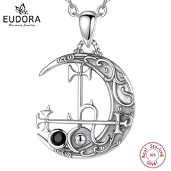 Eudora 925 Sterling Silver Lilith Moon Necklace for Women Man Vintage Demon Lilith Sigil Pendant Personality Jewelry party Gift