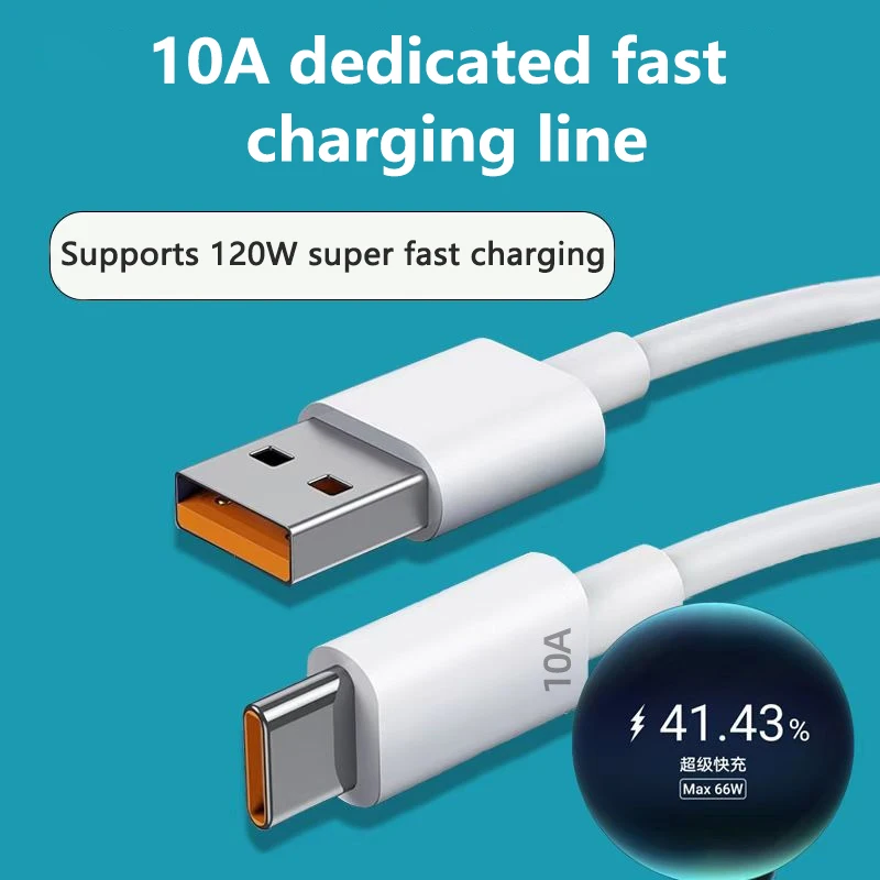 10A 120W USB Type C Super Fast Cable For Huawei 30 Xiaomi redmi Samsung Poco f5 Fast Charging USB C Charger Cable Data Cord