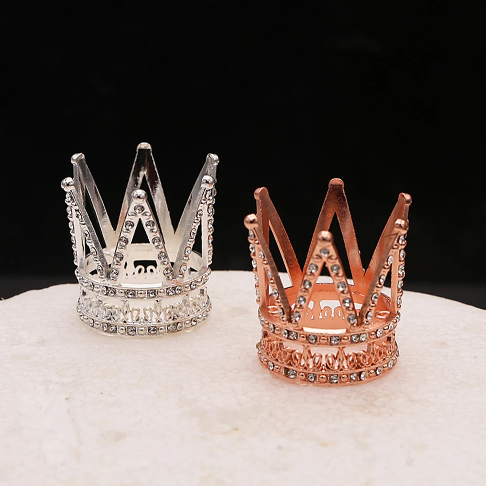 Mini Alloy Crown Cake Decoration Birthday Decorations Mini Rhinestone Cake Decorations Theme Tiara Crown Cupcakes Hair Hairpin