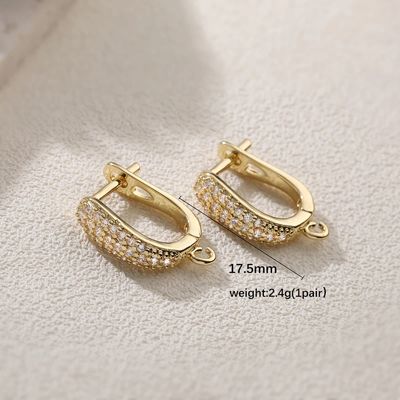 18k Gold Plated Ear Wire Fasteners Earring Hooks Brass Metal Earring Clasps Fittings for DIY Women Earrings Making