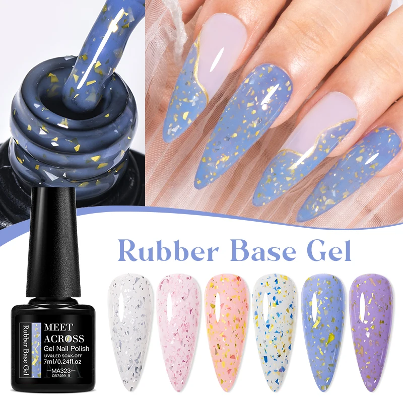 يجتمع عبر 7 مللي الذهب الأزرق احباط بريق المطاط قاعدة هلام التسوية الذاتية شبه دائم نقع قبالة UV LED هلام الورنيش معطف فوقي مانيكير #4