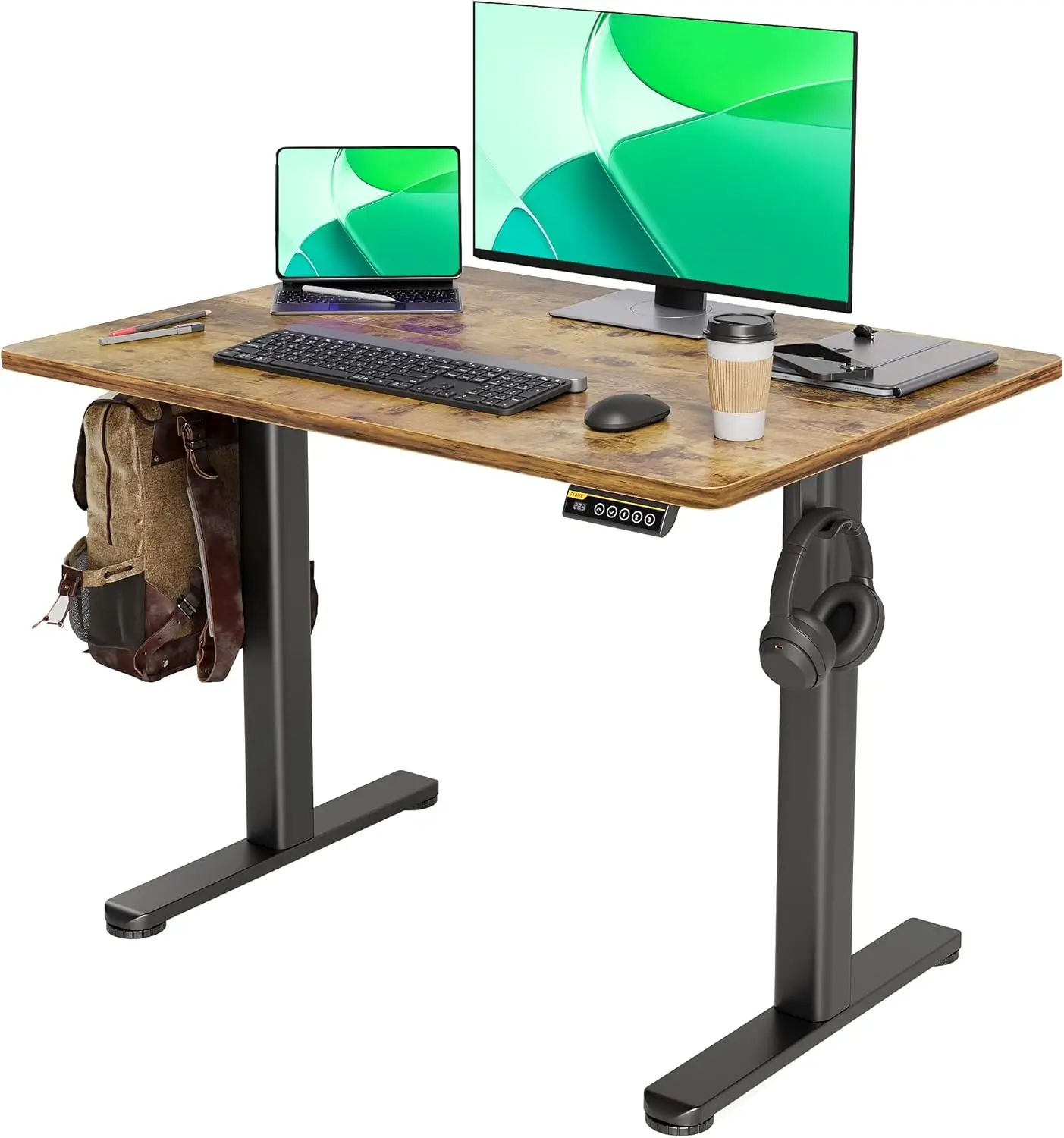 Electric standing desk, adjustable height standing desk, 40x24 inch sitting upright home desk