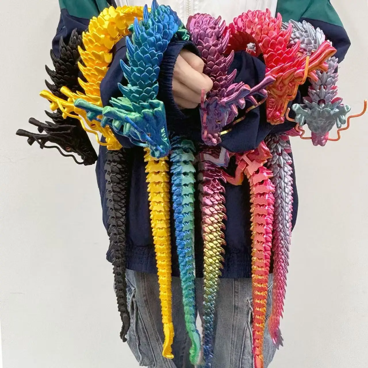 90cm 3D-Gedruckter Beweglicher Drache Fidget-Spielzeug Drehbarer Edelstein-Drache Stressabbau-Angstlösungs-Geschenk für Kinder