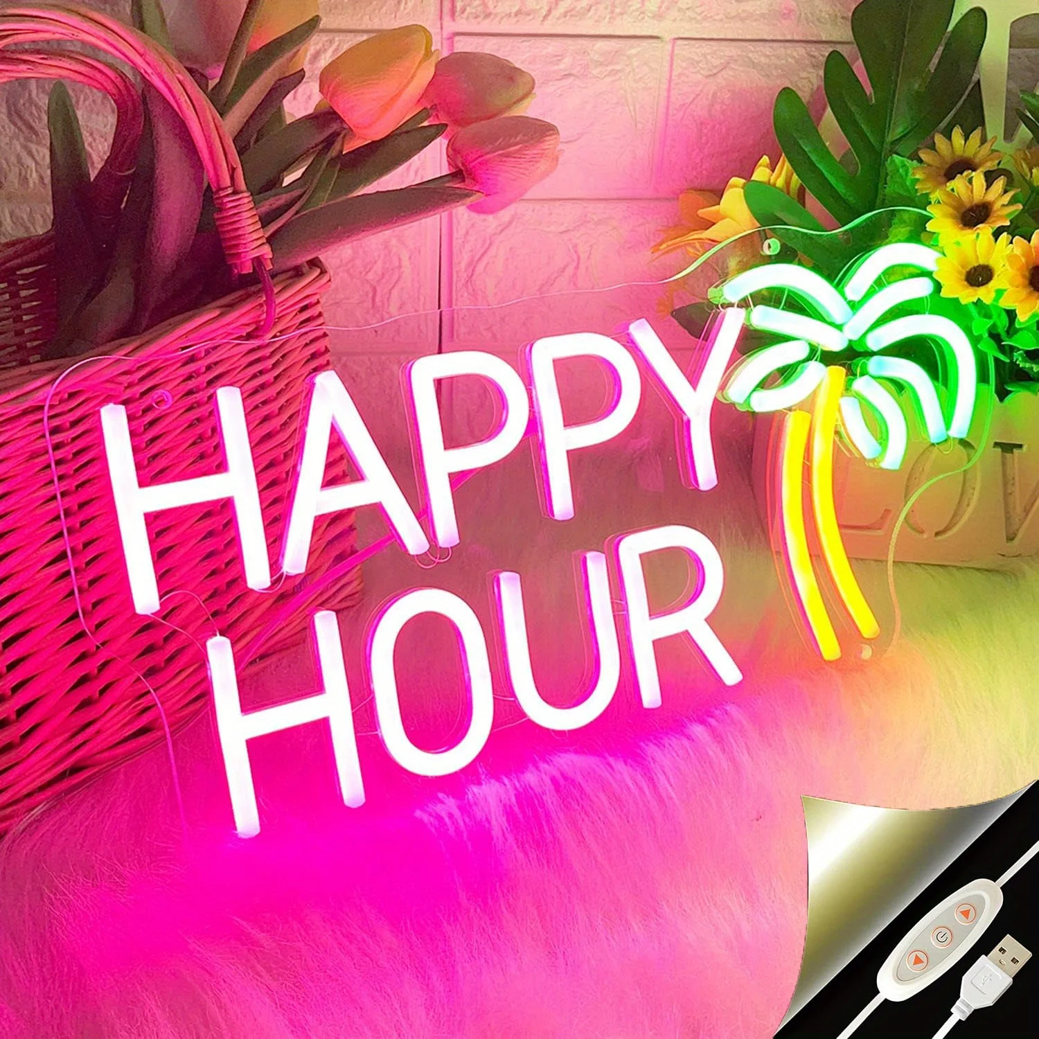 

Неоновые вывески Happy Hour, светодиодные фонари с питанием от USB, подходят для декора стен, домашнего бара, клуба, кафе, бара, отеля, игровой комнаты