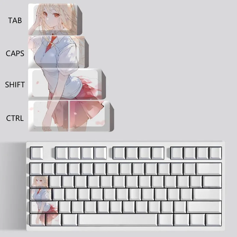 Shiina Zhenbai Theme Anime Keycap Mechanical Keyboard Factory PBT Customized Keycap PC Game Keyboard Accessories Gift Collection