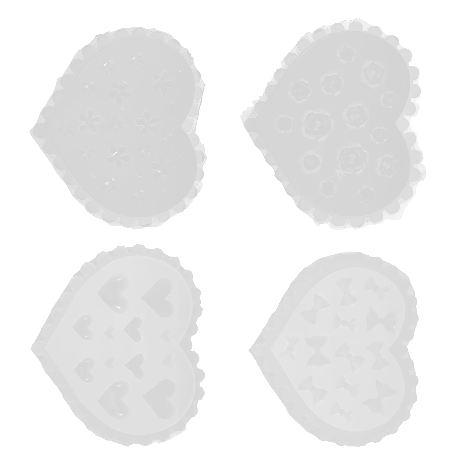 

4pcs Mirror Nail Art Flower Heart Bow Silicone Molds for DIY Clay Earrings Jewelry Making Polymer Craft Supplies