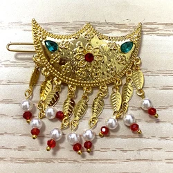 Ethiopian hair clip, emerald, Qatar African golden hair patch, Dubai hair clip, Hbanasha hairpin, bride's wedding gift