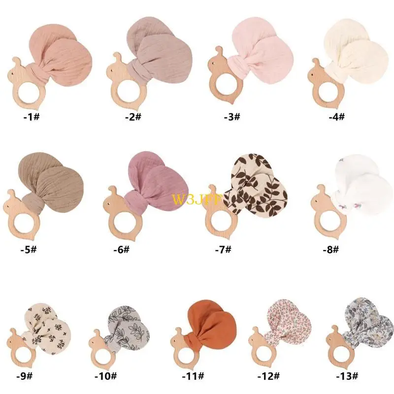 W3JF القطن عضاضة الخشب حشرجة الطفل لعبة التسنين Handbell المحمول حشرجة الموت الرضع نحل العسل حشرجة الموت مهدئا Cehwing لعبة