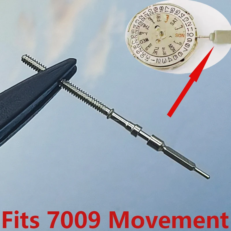 2/4Pcs 7009 Movement Men Watch Crown Stem Fits 7009 Movement Watch Repair Watch Crown Stem Stainless Steel Watch Crown Stem Part
