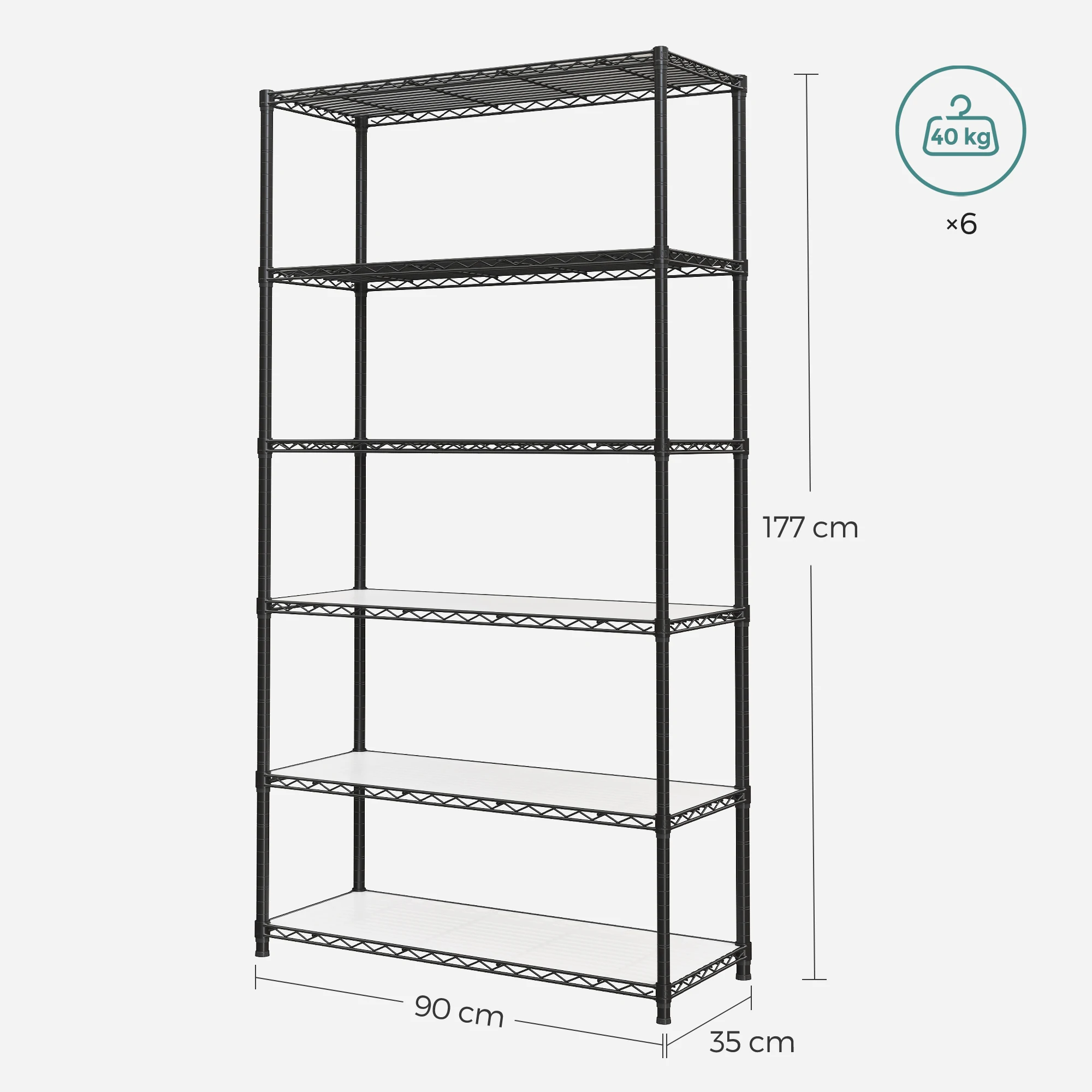 SONGMICS 6-Tier Storage Shelves, Wire Shelving Unit, Kitchen Metal Shelves, Storage Rack with Adjustable Shelves, Shelf Liners image 6