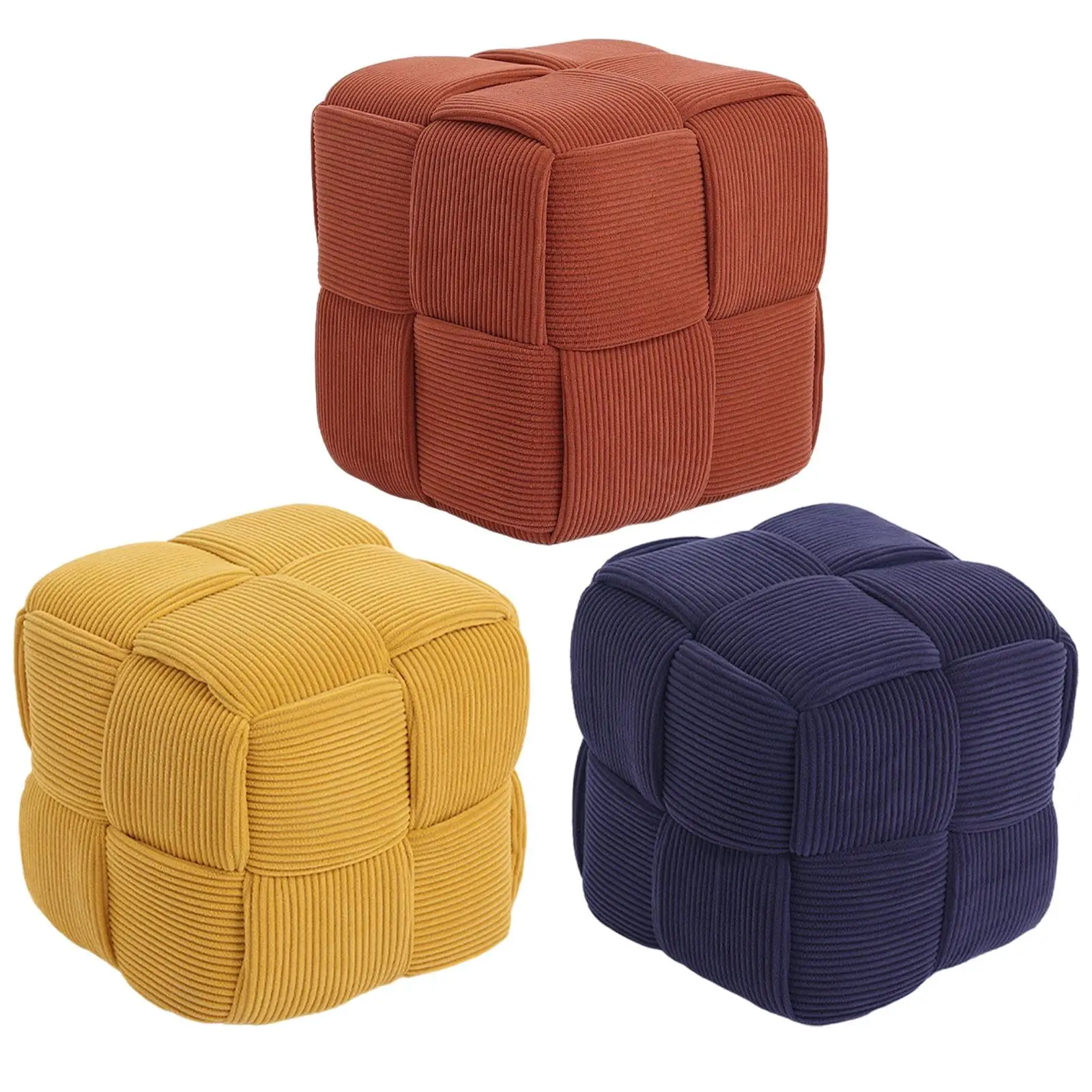 Square Footstool Padded Seat Leisure Stool Anti Slip Mute Bottom Pads Low Stool for Bedroom Apartment Bedside Entrance Office