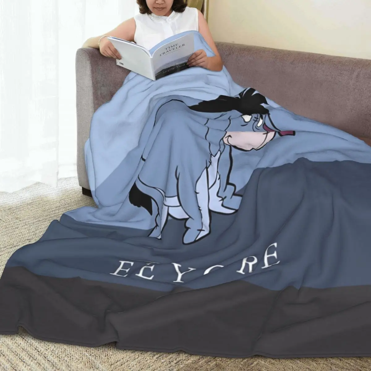 Super Warm Blanket Airplane Travel Eeyore Pattern Throw Blanket Flannel Bedspread For Couch Bed Comfortable Sofa Bed Cover