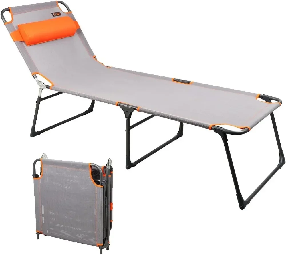 

Adjustable Portable Cot for Adults, Folding Chair, 4-Position Recliner with 250lbs Weight Capacity Lounger, Travel, Camping