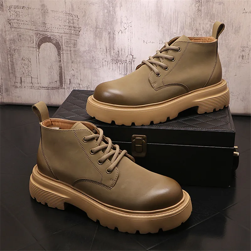 slim fit dress slacks Noble Men's Vintage Lace-Up Boots (Green) 9 main image 1