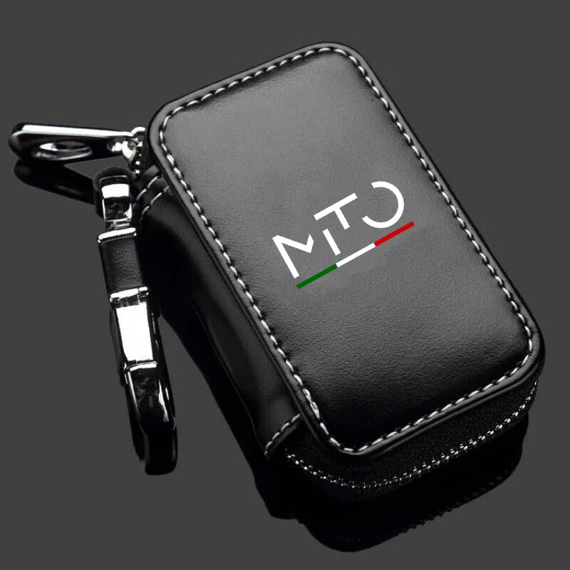 Genuine Leather Car Key Fob Case Cover Keychain Zipper Bag Protection Shell For Alfa Romeo MIto Auto Accessories