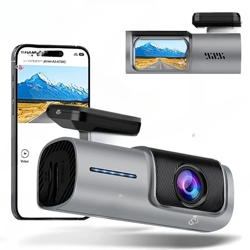 

Регистратор вождения, высокое разрешение 2,5K, со скрытым экраном, без установки, беспроводное соединение мобильного телефона с Wi-Fi