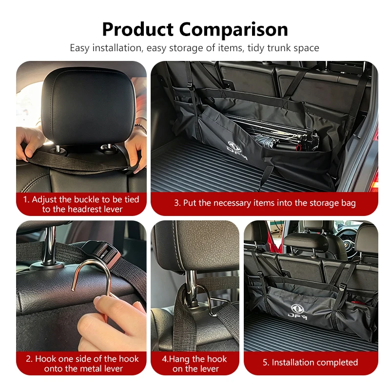 For Dongfeng Motor Versatile Oxford Cloth Car Trunk Storage Bag Rear Seat Back Hanging Vehicle Organizer Box DFM Aeolus G59 MAX - view 6