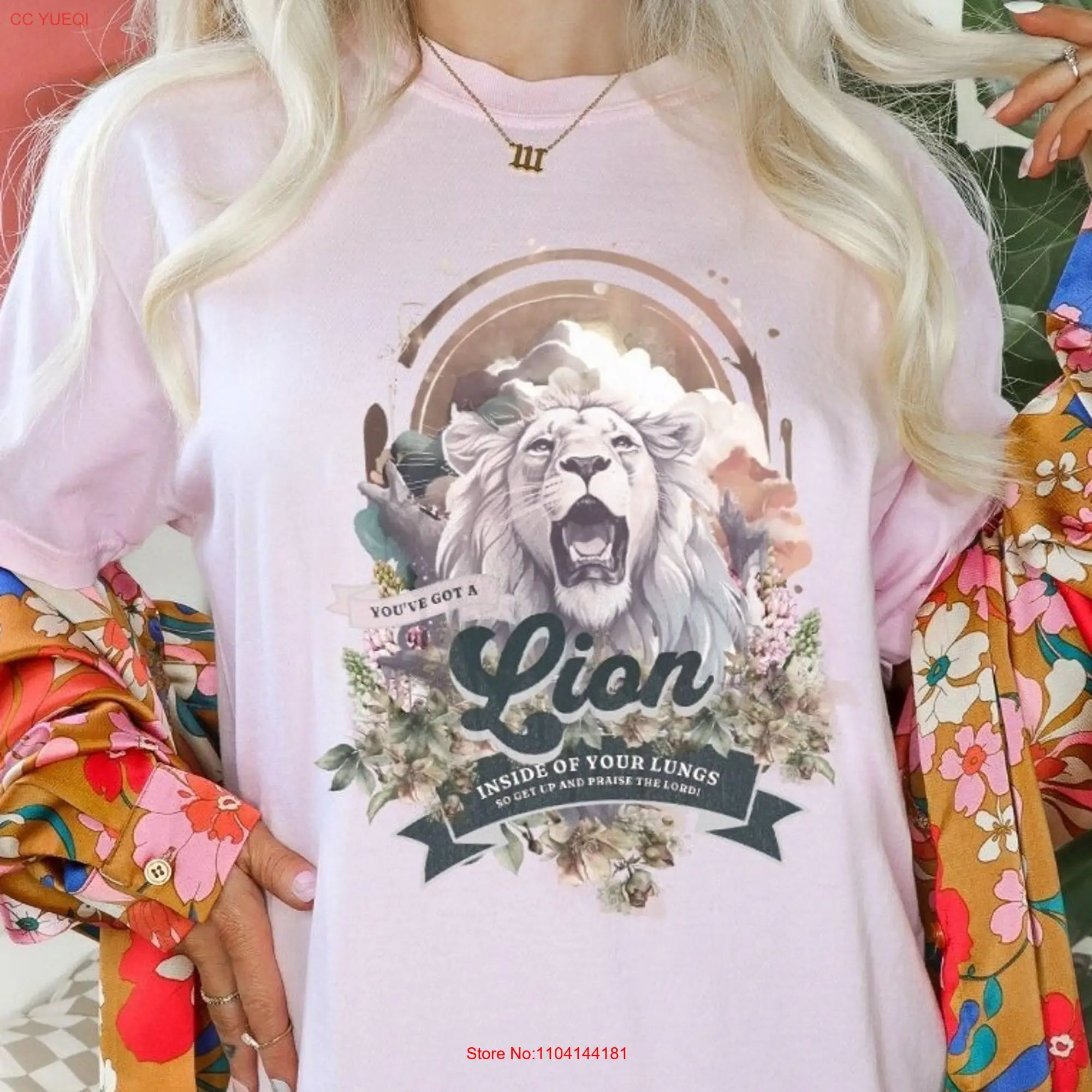 You've Got A Lion Inside Your Lungs T Shirt Comfort Colors Christian Retro Vintage Floral Art Religious and Baptism