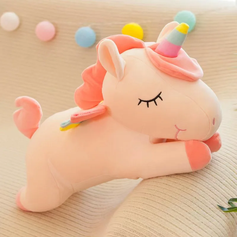 25-100cm 4 Colors Giant Unicorn Plush Toy Stuffed Unicorn Soft Dolls Animal Horse Toys For Boys Girl Pillow Birthday Gifts